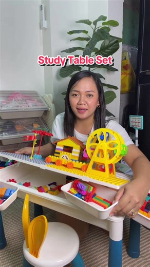 Kids Study Table Set with Building Blocks