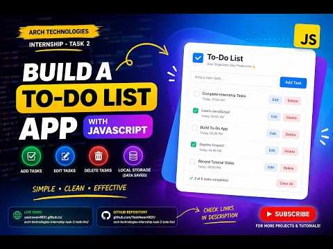 Simple To-Do List App (HTML, CSS, JavaScript) | Full Project Overview