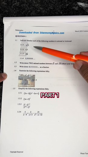 Grade 10 March Common Test Mathematics Overview