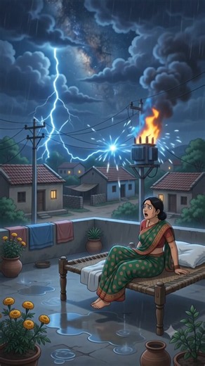 Thunderstorm Turned a Peaceful Terrace Night Into a Disaster ⛈️⚡🌧️#shorts #ghibli