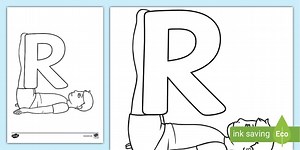 Letter R People Exercise Alphabet Colouring Page