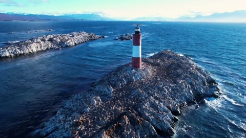 Les Eclaireurs: A drone's eye view of the World's End lighthouse - Worldwide