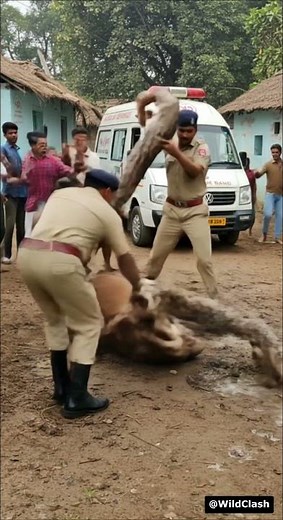 Cow Saved from Deadly Python in Indian Village! #shorts