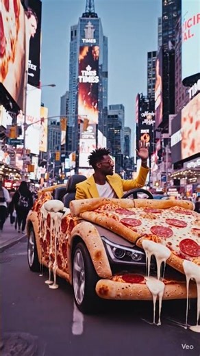 🍕 Giant Pizza Car Driving Through New York Streets! People Can't Believe This 🤯