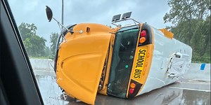Crash involving school bus, semi-truck on westbound I-94 in Jackson County injures 4