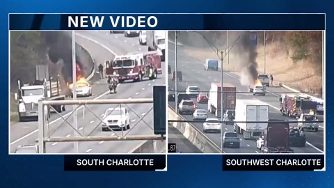 Car fires on I-77 disrupt Charlotte traffic