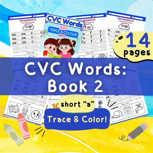 Short A - CVC Words Book 2: Trace & Color! 13 Pages of Fun Learning! - Etsy UK