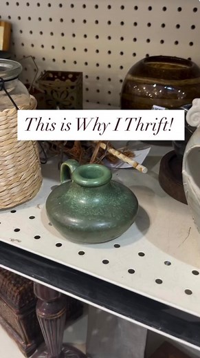 Stumbled on this antique pottery at Goodwill.. just sitting there like it hadn’t waited 100 years to meet me 🏺✨ This is why I thrift! Watch till the end to see it styled ❤️ #thrifting #thrift #vintage #vintageshop #vintagestyle #vintagefinds #thrifted #antiqueshop #antique #shopsecondhandfirst #thriftedstyle #antiquepottery #pottery #hampshirepottery #thrifter #thrifted | Redeeming Relics By: Bellstina