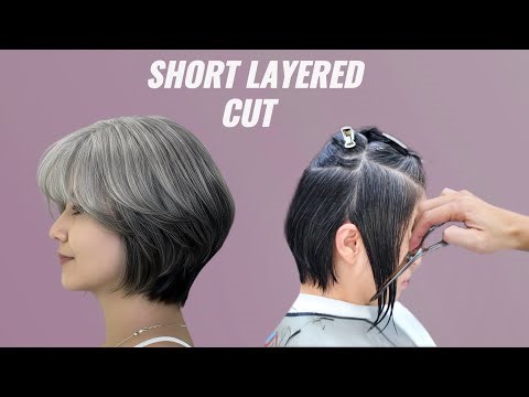 The PERFECT Combination of a Short Layered Haircut With Natural Gray Hair | Tutorial (Step-by-Step)
