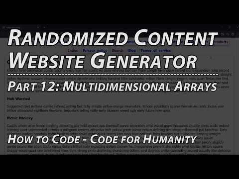 Pt 12: Multidimensional Arrays | Web Development & How to Code: Random Content Generator
