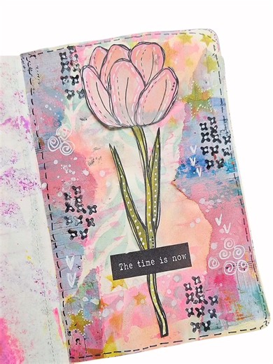 Small page in my Molelskine with Bee Crafty Doodle Art Tulip xBevx https://www.beecrafty.net/p/bee-crafty-doodle-art-tulip #beecraftystamps #beecrafty #artjournaling #artjournalingwithstamps