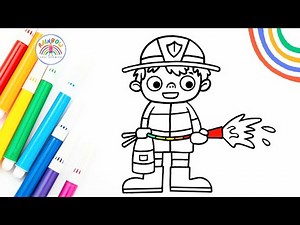 Fireman Drawing Step by Step | How to Draw a Fireman Easy 🌈 👨‍🚒🚒