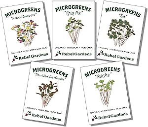 Organic Microgreen Seeds - Non-GMO Microgreens Sprouting Kit - Broccoli, Kale, Spicy, Mild, and Sandwhich Mix for Planting Indoor Sprouts