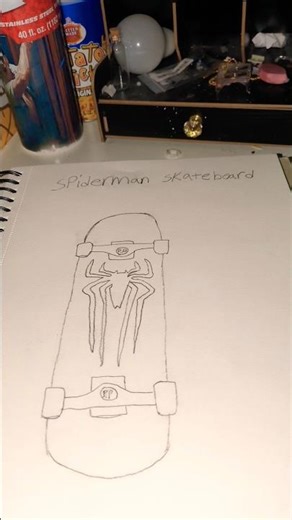 Drawing of spider man skateboard