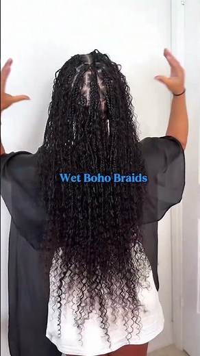 Boho braids wet vs dry - volume and curl comparison #bohobraids #hairtransformation #shorts