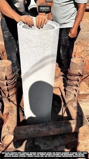 Install Concrete Pipe using Manual Lifting Method | best for Drainage #tool
