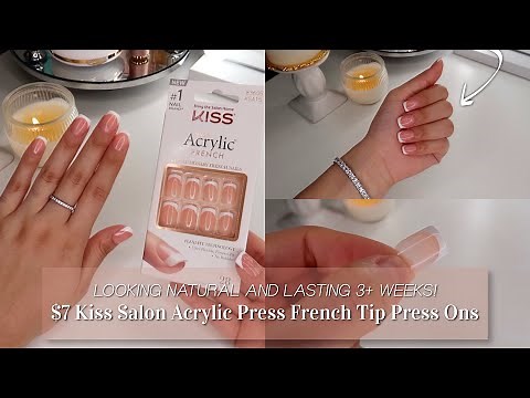 How I Make My $7 KISS ACRYLIC FRENCH TIP PRESS ONS Look NATURAL & Last 3+ WEEKS! | DIY NAILS AT HOME