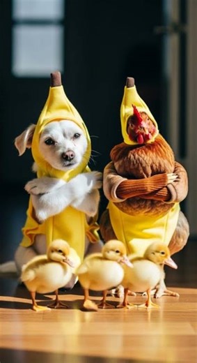 Puppy & Chicken Banana Dance Watch the cutest moves ever #pixverse #puppylove #funnydance