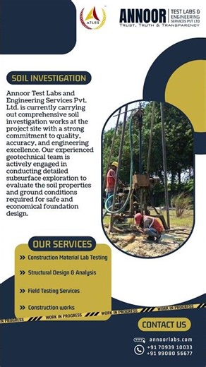 ANNOOR TEST LABS – Soil Investigation Work in Progress