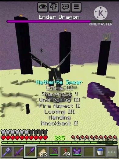 I Use Spear With Elytra For Beat Dragon in Minecraft pe #minecraft #gaming #minecraftpe