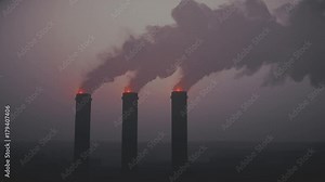 Industrial Pollution: Chemicals Rising in the Atmosphere from a Factory - Concept Animation of Carbon Emissions and Environmental Impact