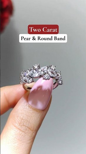 2 Carat Pear & Round Diamond Wedding Band 💍✨#diamondband #weddingband