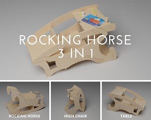 DIY 3-in-1 Rocking Horse Plans: Montessori Desk & High Chair (PDF/DXF) - Etsy