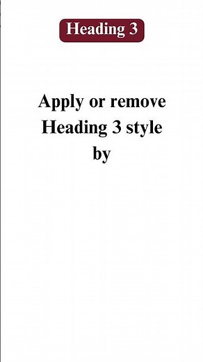 How to apply or remove Heading 3 style in Microsoft word?