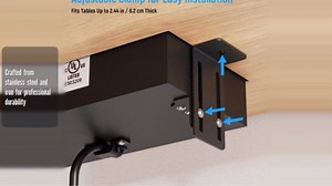 Recessed Power Strip with 2 AC, 2 USB-A, USB-C Ports, Pop Up Power Outlet with PD 20W USB C Fast Charger, Receptacle Outlet with Switch and 6FT Cord for Conference Office Countertop, UL Listed,Black
