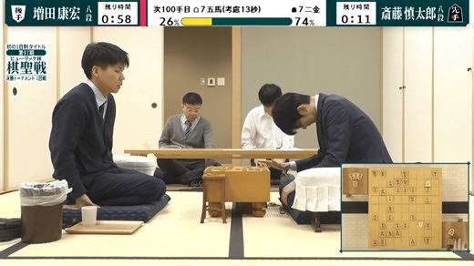 ヒューリック杯棋聖戦 - PR - 【終局の瞬間】ヒューリック杯第97期棋聖戦 決勝トーナメント 斎藤慎太郎八段 対 増田康宏八段 (将棋) | 無料動画・見逃し配信を見るなら | ABEMA
