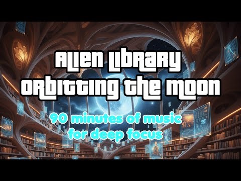 Alien Library Orbiting the Moon - Sci-Fi Focus Music for Studying