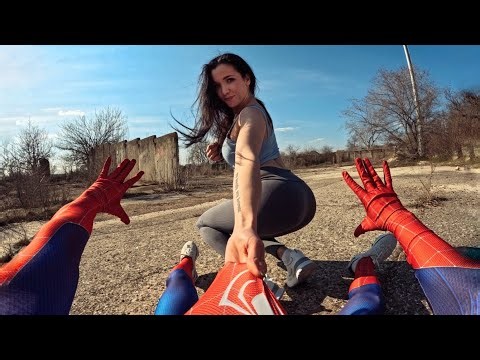 SPIDER-MAN ESCAPE CRAZY FITNESS GIRL in Abandoned Location! Who Stole Food?? (Action Parkour POV)