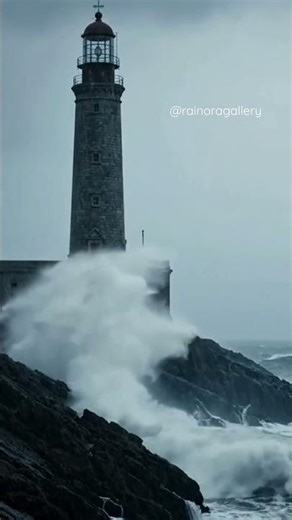 Stormy Lighthouse in the Rain – Dramatic Ocean Ambience