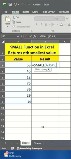 Small function in Excel | Excel Shorts #frientech #excel #excelformulas