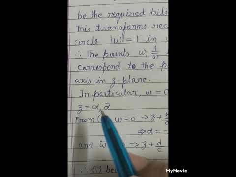 Obtain bilinear transformation which maps real axis Im(z)=0 onto unit circle |w|=1.B.Sc.III.A60.HRB.