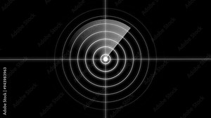 Military Ship or Aircraft Radar Screen Multiple Targets Detected. Technology HUD Searching Radar Signal Animation.