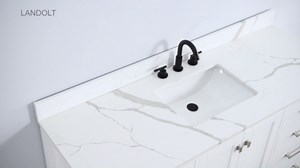 LANDOLT Carrara Luna 36 in. W x 22 in. D Quartz White Left Side Rectangular Single Sink Bathroom Vanity Top in Calacatta River LAQ31L