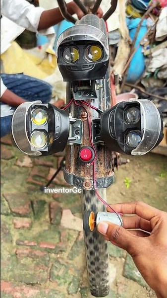 Generate Electricity with an Old Bicycle Wheel to Light Three Helmet Focus Light