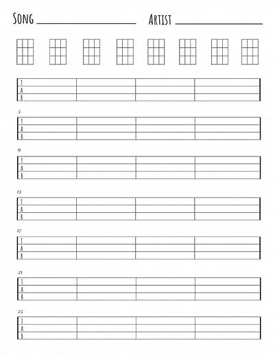 Mandolin Tabs & Chords Chart: Blank Sheet Music (printable PDF) - Etsy