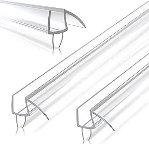 2-Pack.3/8" Thick- Shower Door Bottom Seal, Frameless Glass Shower Door Seal Strip, Ultra Clear Polycarbonate.Frameless Glass Shower Door Sweep. Customizable Lenght up to 36".