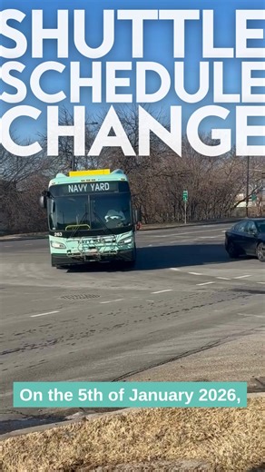 🚍 Big news, riders! Beginning January 5, 2026, the Navy Yard Shuttle will run on a new, more efficient schedule. Check the Navy Yard Transit App or visit our website for details! | The Navy Yard