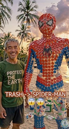 I Built a Spider-Man From 2,000 Bottle Caps 😱