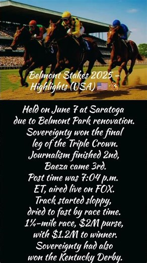 Sovereignty Wins Belmont Stakes 2025 at Saratoga | Final Leg of Triple Crown #BelmontStakes2025