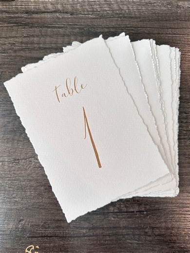 Handmade Deckled Edge Wedding Table Numbers, Calligraphy on Textured Paper - Etsy