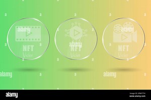 3D NFT token round transparent cards in cryptography. NFT cards with video. A non-fungible token with information from the blockchain. ERC20. vector Stock Vector Image & Art - Alamy