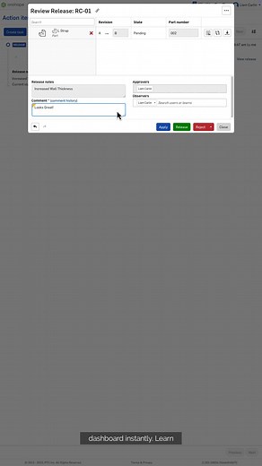 Real-time release workflows ensure your team works on the right version every time. Try Onshape Discovery and get 6 months free. | Onshape by PTC