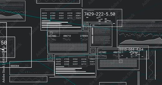 On data pulse cluster spawning updating numbers pulsing gauge moving and fading for network metrics