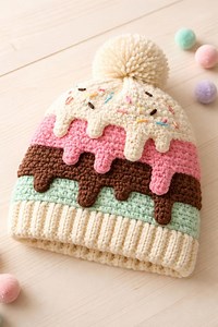 Dripping Ice Cream Beanie Crochet Pattern | Baby to Adult Sizes | Beginner Friendly Hat Pattern - Etsy Canada