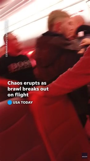 Watch as a Jet2 flight was forced to divert to Brussels after a chaotic mid-air brawl erupted between passengers, two of whom were later arrested. | USA TODAY