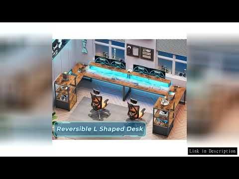 L Shaped Gaming Desk, 51" Computer Desk with Storage Shelves, Gamer Desk with Power Outlets & LED Li
